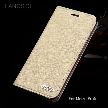 JUNDONG nahast calfskin litchi tekstuur ForMeizu Pro6 klapp telefoni juhul, kui kõik käsitsi valmistatud custom