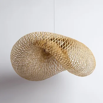 Loominguline Käsitsi Valmistatud Bambusest Ripats Tuled Elutuba Home Decor Rippuvad Tuled Lihtne Isiksuse Söögituba Bambusest Müts Lamp E27