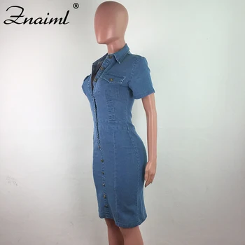 Znaiml Vintage Denim Kleit Naiste Sinised Lühikesed Varrukad Single-Breasted Pakett Hip Mini Kleit Seksikas Naiste Teksad, Kleidid Vestidos