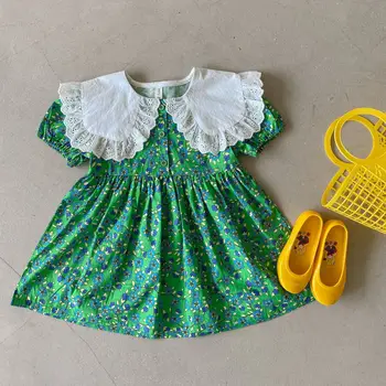 Koodykids Vintage Beebi Tüdrukud Kleit Tüdrukud Roheline Kleit Suvine Kleit Lühikeste Varrukate Õie Lapsed, Beebi Tüdruku Riided Roheline Kleidid Uus