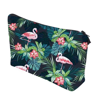 Flamingo Palm Leaf Kosmeetika Kott Korraldaja Moodustavad Soojusülekande Trükkimine Mood Naiste Brändi Meik Tualett-Kott