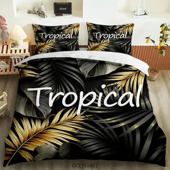 BailiPromise suvel puhkust Troopiliste taimede voodipesu komplekt magamistuba 3D Print Padjapüür Pehme tekikott kodu Queen King 2/3tk