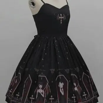 Harajuku Gooti Stiilis Lolita Kleit Naiste Vintage Victoria Suspender Must Kleit Kõrge Vöökoht Peokleidid