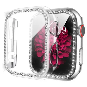 Smart Watch Juhul Täis Ekraani kaitsekile Karastatud Klaas Diamond Rhinestone Nullist karpi 40mm 44mm