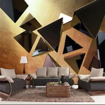 Milofi kohandatud suur tapeet seinamaaling kolmemõõtmeline abstraktne geomeetriline ruum, TV taust seina