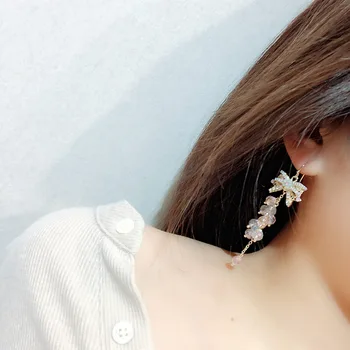 2021 Uus-Lõuna-Korea Stiilis Kõrvarõngad Mood Elegantne, Uhke Temperament Kõrva Ehteid Bowknot Crystal Pikk Kõrva Konks Naised