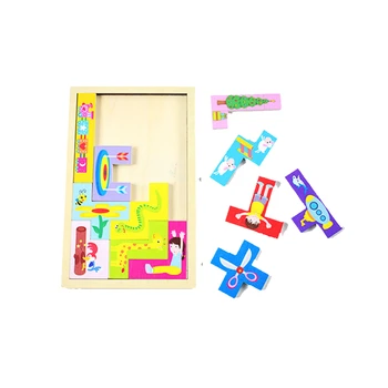 Loominguline Puidust Vikerkaar Tetris Pusle Mänguasjade Kokkupanek Puzzle Värvi Komplekt Lapsed Harivad Mänguasjad