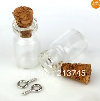 Tasuta saatmine !!! 50tk/palju 10x18mm kork & igav hõbe Eyehook Väike läbipaistvast Klaasist Pudelid Viaali Võlusid Ripatsid 0,5 ml