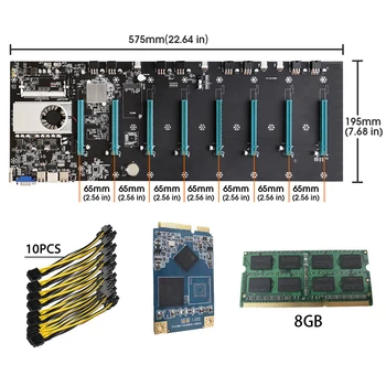 BTC-S37 Riserless Kaevandamine Emaplaadi 8 GPU Bitcoin Krüpto Etherum Kaevandamine 8 GB DDR3 1600MHz RAM 1037U 128GB mSATA SSD toitekaabel