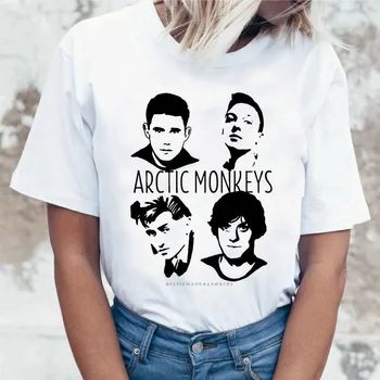 Suvel Tops Arctic Monkeys Valge T-Särk Naiste Lühikesed Varrukad O kaelus T-särk Naiste Punk Rock Kirja Prindi Tee Särk Femme