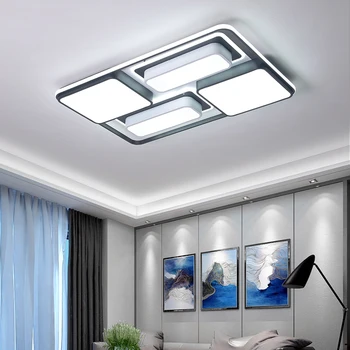 Laes lühter led-elutuba, magamistuba lae lamp 220 V intelligentne dimm siseruumides lihtne nelinurkne valgustus