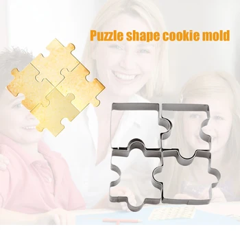 4tk Cookie Cutters Komplekt Roostevabast Terasest Küpsetamine Puzzle Hallituse Küpsised Teenetemärgi Biskviit Küpsist, Saia