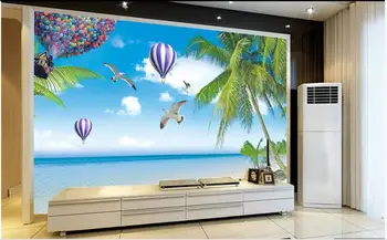 Custom tapeedid seinte 3 d murals tapeet Vahemere tree beach õhupalli seinamaaling elutoas taust seina paberid decor