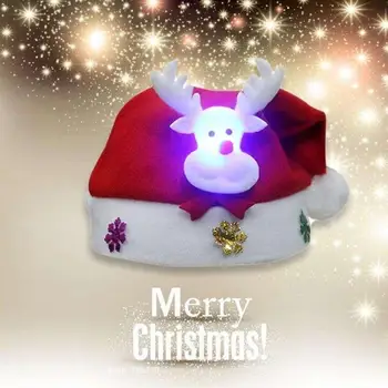 LED Jõulud Mütsid Armas Snowman Põder Jõuluvana Mütsid nii Täiskasvanutele kui ka Lastele Xmas Kingitus Pere Jõulud Mütsid