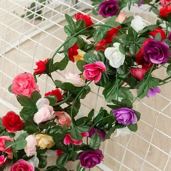 Silk Kunstlik Pojeng Viinapuu Rippuvad Lilled Seina Kaunistamiseks Rotangist Võltsitud Taimede Lehed Vanik Romantiline Pulm Home Decor