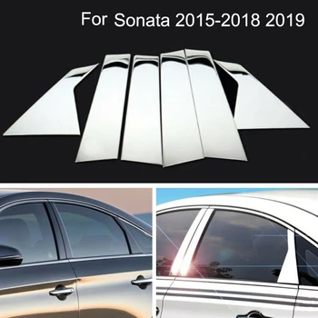 6Pc Set Auto Akna Samba Postitus Hõlmab Protector Sisekujundus Kroomitud Roostevabast Terasest Hyundai Sonata-2019 Tarvikud