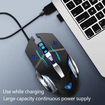 AULA Juhtmeta Hiir, 2.4 GHz, USB Vastuvõtja, Hiired, 800mA Aku Laetav LED Taustavalgustusega Ergonoomiline Gaming Mouse Sülearvuti