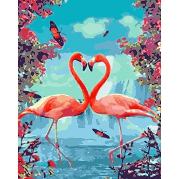 ROYALDREAM Armastus Flamingolased Diy Digitaalse Maali Digitaalse Kaasaegne Seina Art Pilte Kodus Seina kunstiteosed