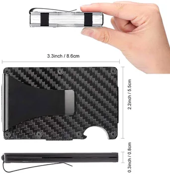 Meeste Krediitkaardi Omanik RFID-Süsinikusisaldusega Kõva Ruumiline Muster Rahakott Anti-varguse Harjatud Alumiiniumist Klamber Rahakott