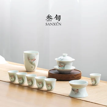 Võlusid Tee Set Esteetiline Valge Keraamiline Hiina Tee Pott ja Tassi Komplekt Kung Fu kinkekarbis Tetera Porcelana Teaware Komplekti BG50TS