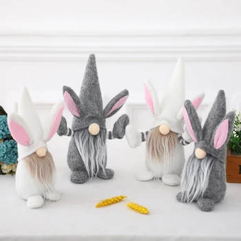 Jänku-Gnome Käsitöö Jänes Palus Mänguasjad Nukk Kaunistused Lapsed Easter Decor 11UA