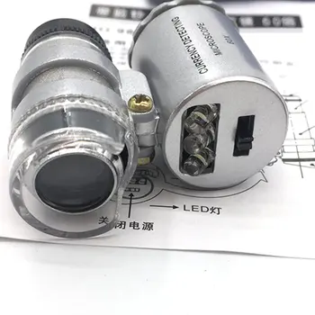 Kaasaskantav 60x Pocket Mini-Mikroskoop, Luup Kullassepp Loupes Klaasist Objektiiv, LED Valgus Raha Avastada Tester Lamp