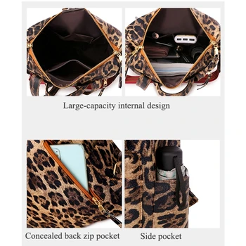 Naiste Mood Leopard Seljakott PU Nahk Anti-varguse Daypack Suure Mahutavusega Vabaaja Koolikott Õlal Kott Teismeline Tüdrukud J60D