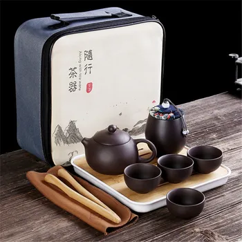 Lilla Savi Travel Tee Set Retro Teekann Drinkware Tee Tassi Tureen Infuser Hiina Teetseremoonia Väljas Kodus Kung Fu Teaware Komplekti