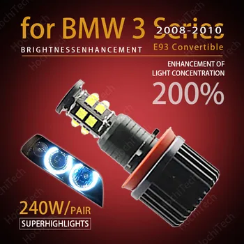Ingel Silmad 120W h8 Super Valge 6000k Halo Ring LED Valgus BMW 2008-2010 3-Seeria, E93 Kabriolett (Pre-LCI) Super Ere