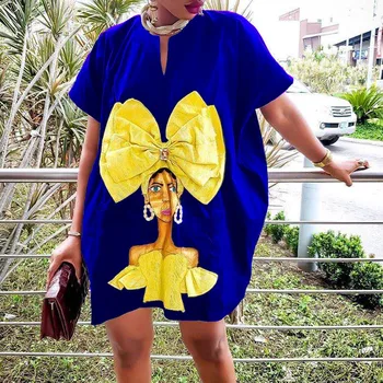 Suvine Kleit Naine Cute Cartoon Princess Prindi Lühikesed Varrukad Vestido Aafrika Mood Naiste Vabaaja Lahti Mini Kleidid Must Punane