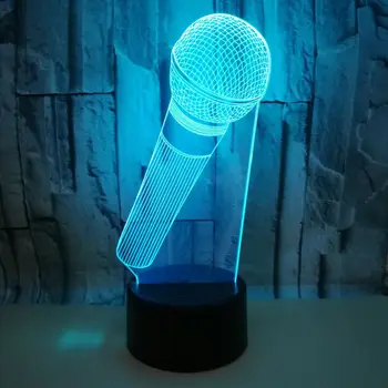 3D Visuaalne Illusioon tuli Mikrofon Mudel LED Öö luminaria Kerge 7, Värv Öö Lamp Cafe Bar Decor Jõulud Kingitus