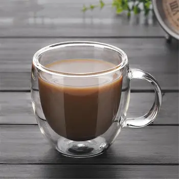 Double-layer Klaas kuumuskindla Käepidemega Kohvi Tassi Kõrge Borosilicate Läbipaistev Uuenduslike Lill, Anum Klaasist Karika