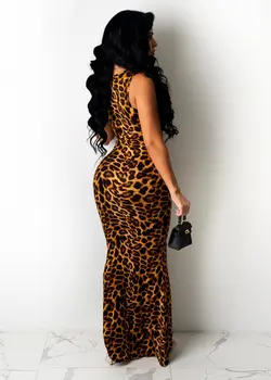 Seksikas Kleit Modal Suvel Madu Leopard Print Print Pikk Seelik Ümber Kaela Varrukateta Seksikas Mood Venitada Nightgowns Madu Kleit