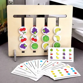 Nelja Värvi Sobitamise Puu Mäng Montessori Puidust Mänguasjad Lastele Loogika Topelt-Side Puidust Montessori Valgustatuse Mänguasjad Kingitus
