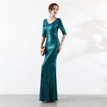 Ehitud Kleit Poole Lühikesed Varrukad tikitud pikk lõikes üllas slim elegantne kleit kalinnu kaua, Maxi kleit