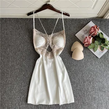 Naiste Sleepwear Nightdress Seksikas Backless Suspender Nightgowns Suvel Segast Õõnes Välja Pits Sleepshirt Lahti Homewear Pesu