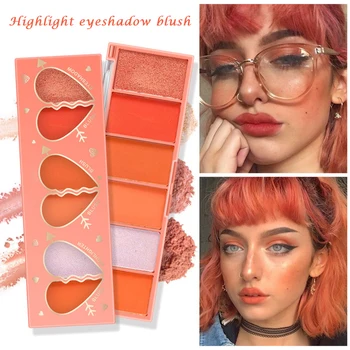 6 Värvi Multifunktsionaalne Oranž Seeria Matt Lauvärv Blush Pearl Eye Shadow Pigment Eye Makeup Palett maquillaje