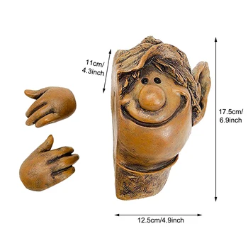 3tk/set Rippus Puu Peeker Naeratus Nägu Vaik Skulptuur Kujud Ornament Väljas Home Decor Käsitöö DIY Gnome Haldjas Elf Aed