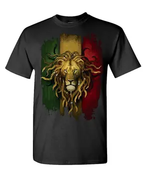 Camisetas Rastafari Jamaica Juuda de algodón con cuello redondo, camisetas de manga corta a la moda para hombre, 2016