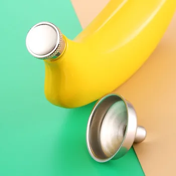5 Oz Banaan Roostevabast Terasest Hip Kolbi Pot Isikliku Loova Kaasaskantav Banaani Kujuga Kollane Hip Kolbi 160x34x79mm