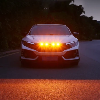 4tk/Set Esi Iluvõre LED Amber Light Raptor Stiilis Grilli Kaas Kollane Objektiivi Auto Lamp Sobib Dodge Ram 1500 2021 2020 2019