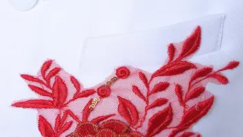 Valge bleiser meeste peigmehe ülikond komplekt püksid mens Noorte litrid Hiina tuunika sobiks laulja seista krae etapi ametlik riietus kleit