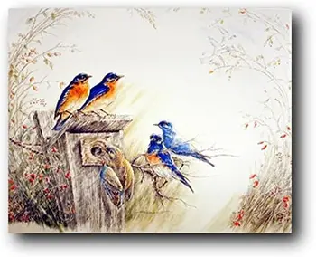 Bluebird - pildid seina kaunistamiseks, trükitud kunsti plakatid, puu toitjad, lind maalid
