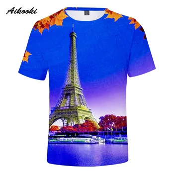 Populaarne 3D-Eiffeli Torn T-särk Meeste/Naiste Tshirt Prantsusmaal Pariisi Eiffeli Torn Poiss/Tüdruk Puuvillane T-Särk Fashion Streetwear Lapsed Tops
