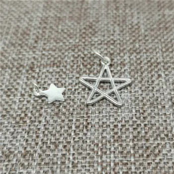 8 Tükki 925 Sterling Hõbe Väike Pentagramm Star Võlusid eest, Käevõru, Kaelakee, Kõrvarõngad