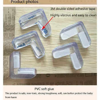 4tk Läbipaistev Anti-kokkupõrke Nurk PVC Pad Ohutuse Nurgas Guard Beebi Kokkupõrke Mööbel Nurga Serva Tabel Padi Protector