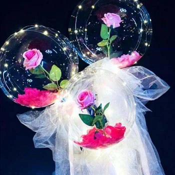 DIY Led Valguses Helendav Õhupallid Seista Roosi Kimp sõbrapäeva Pulmas Kaunistused Kingitus Mull Õhupall