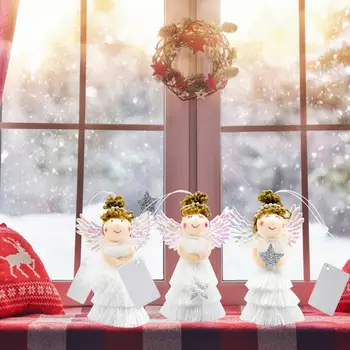 Navidad 2020. Aasta Jõulupuu Ingel Puulatv Jõulukaunistused Cute Cartoon Palus Angel Tüdruk Ripats Valge Villa Doll Kaunistused