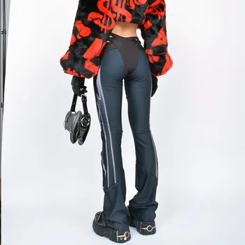 InsGoth Punk Techwear Kõrge Vöökoht Mustad Püksid Harajuku Seksikas Fitness Segast Pikad Püksid Naiste Goth Y2K E Tüdruk Pikad Püksid