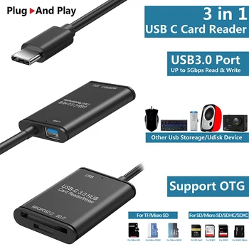 USB-C Card Reader/Writer/OTG Adapter USB3.0-Kaardi Lugeja-Adapter Mahutavusega SD-Kaardi MacBook Kaamera, Android, Windows Vista, Linux